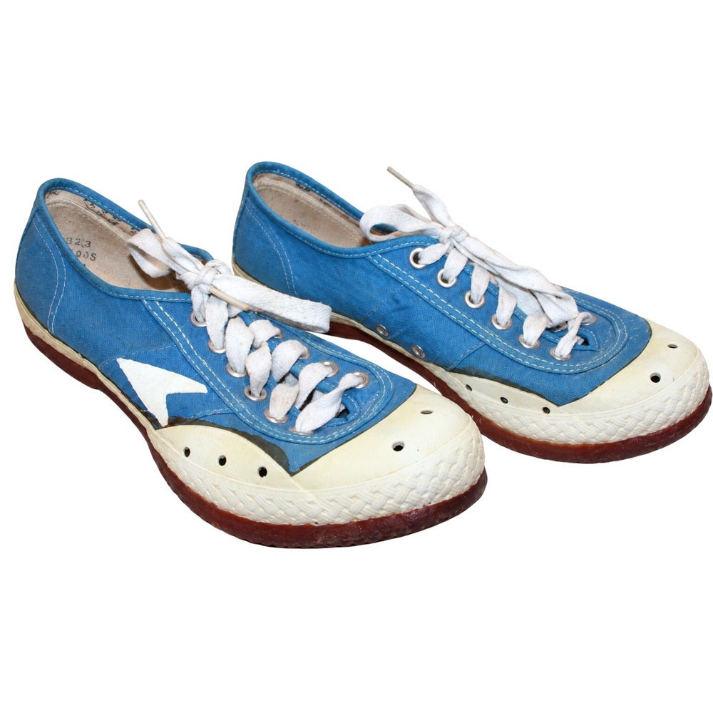 Vintage 60-70s Bata Bullets Low Top Canvas Sneakers Blue Style 415-9459 Size 6.5